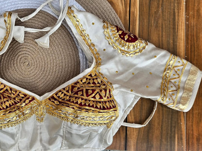 White Aangi Blouse with Intricate Sequence and Gota Patti Work || Charkhi