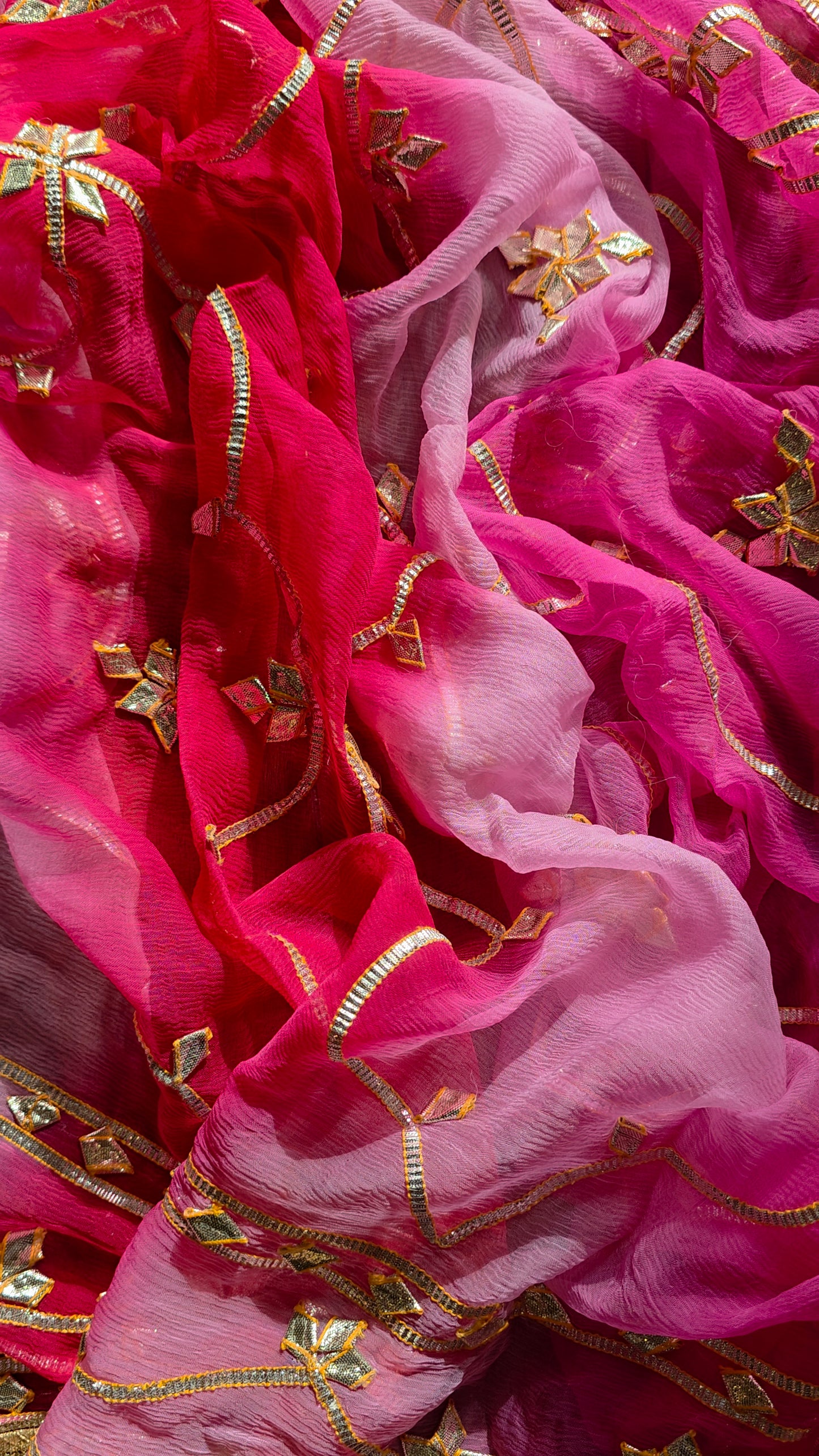 Pure Diamond Chiffon Saree with pink sequence blouse