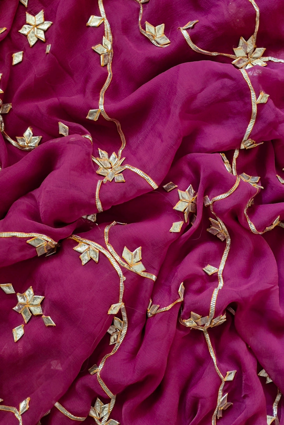 Onion Pink Pure Chiffon Saree with Running Maroon Blouse || Radha