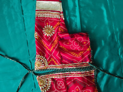 Red Bandhni Aangi Blouse with intricate Lace and Got Work || Kiran