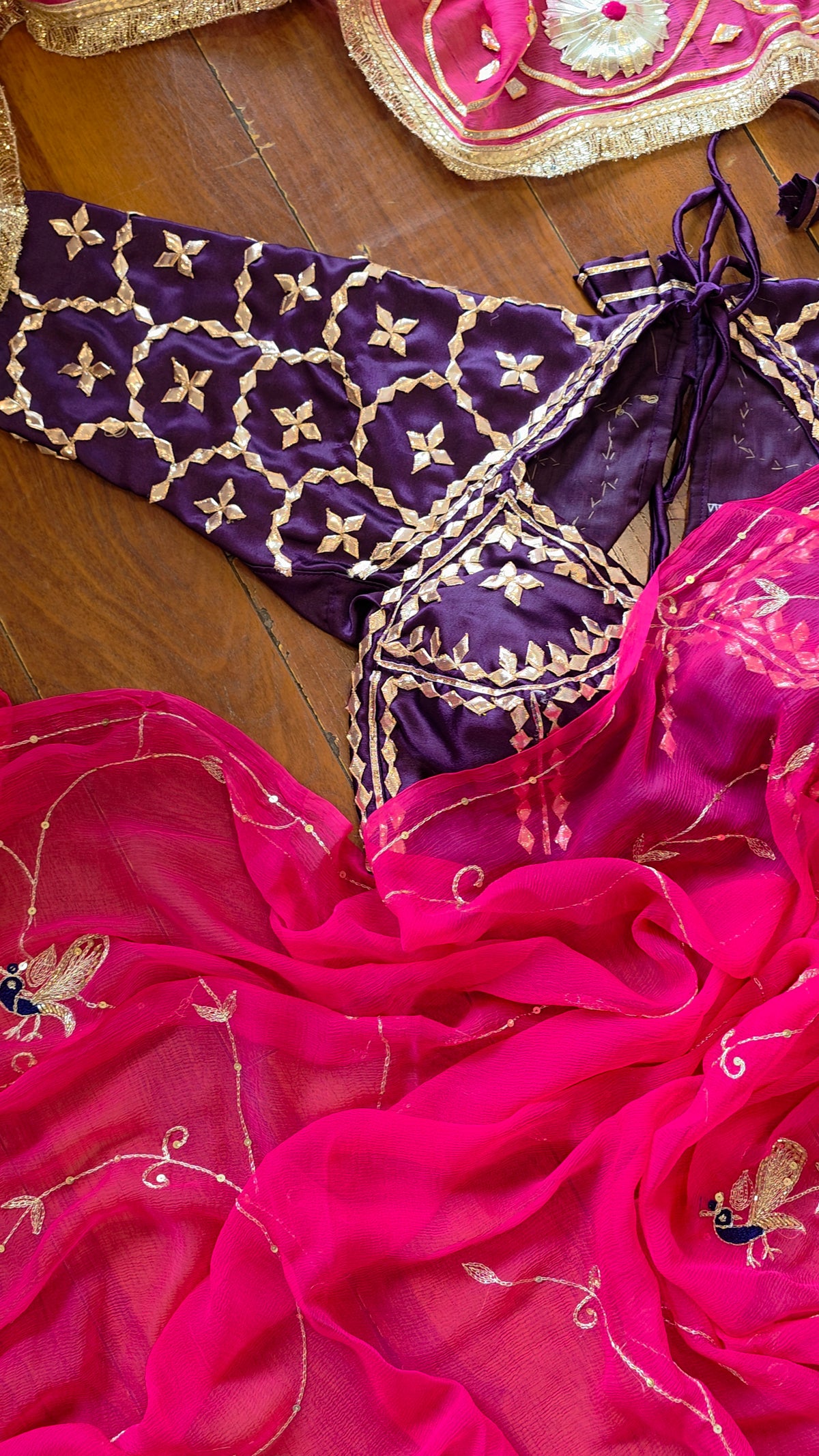 Pure Diamond Chiffon Saree with Purple Aangi || Ramya