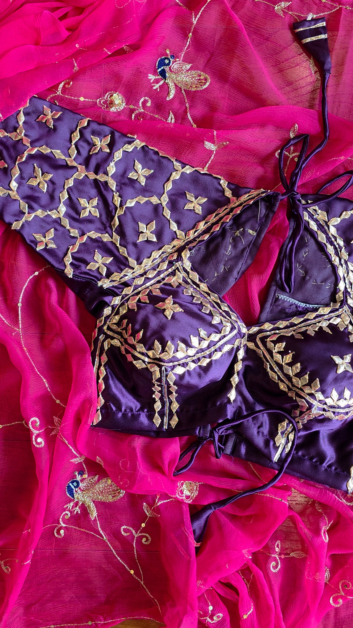 Pure Diamond Chiffon Saree with Purple Aangi || Ramya