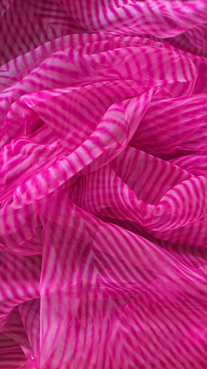 Pure Organza Silk Pink Lahariya Saree || Priyanka