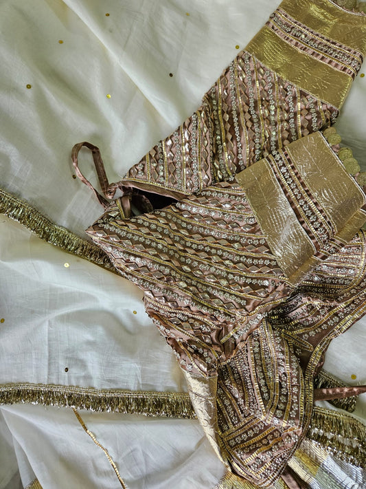 Golden Heavy work Blouse with  Sequence work || Chanda