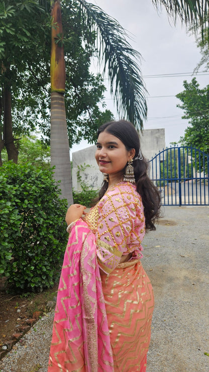 Pink Aangi blouse with intricate gota patti  HandWork  || Aashu