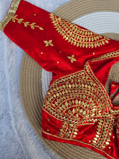 Red Aangi Blouse with Intricate Sequence and Gota Patti Work || Laali