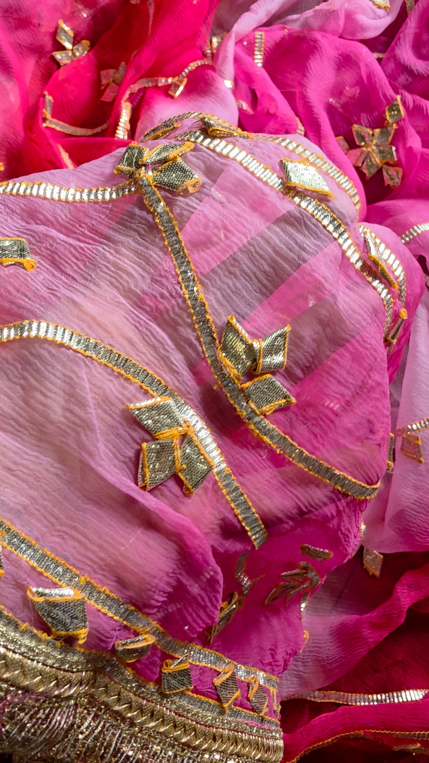 Pure Diamond Chiffon Saree with pink sequence blouse