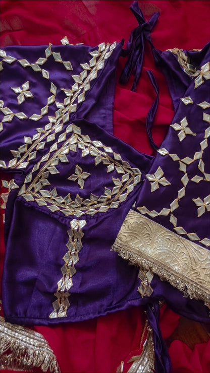 Red Gota saree and Purple aangi || Ranisa