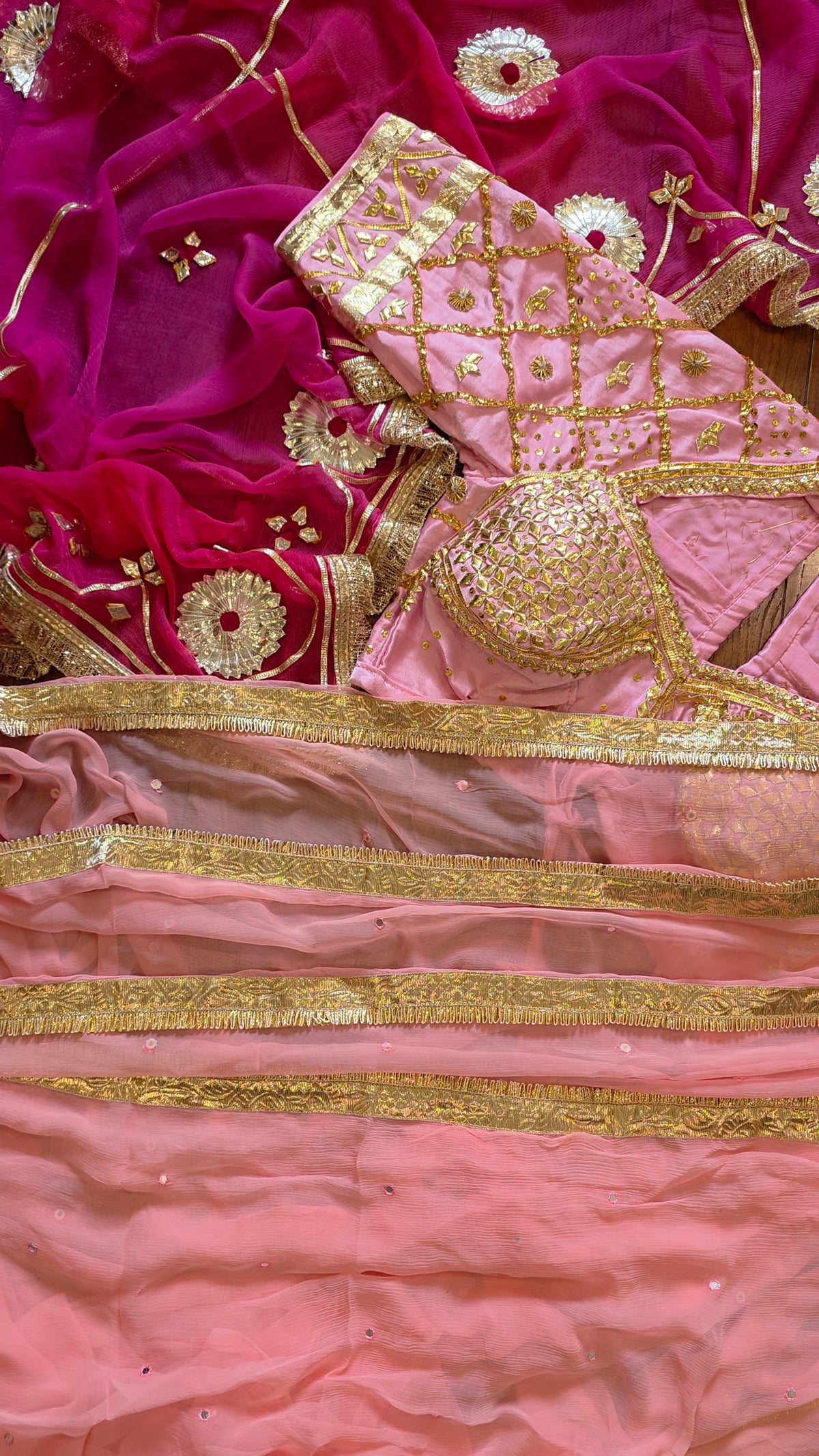 Pure Diamond Chiffon Saree with Heavy work Gajji Silk Blouse
