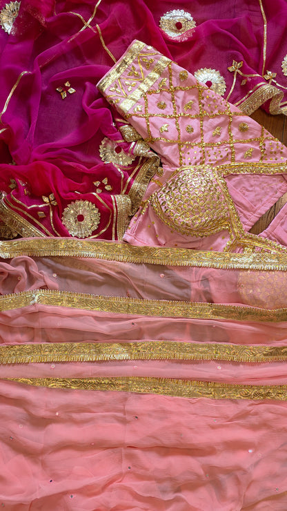 Pure Diamond Chiffon Saree with Heavy work Gajji Silk Blouse