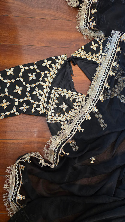 Black Aangi Blouse with Kacha Gota Work || Aangika