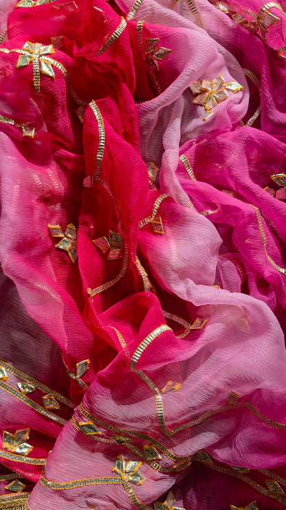 Pure Diamond Chiffon Saree with pink sequence blouse