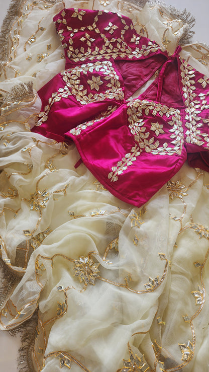 H U S N A  || Chiffon Saree + Blouse Combo