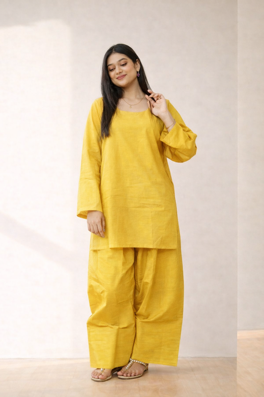 Yellow Oversized Farshi Shalwar - Rashmi