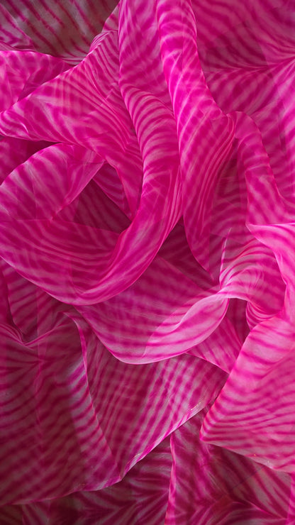 Pure Organza Silk Pink Lahariya Saree || Priyanka