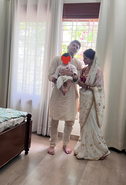Pure Diamond Chiffon Saree with Gota Patti & Aangi Blouse Combo || Husna