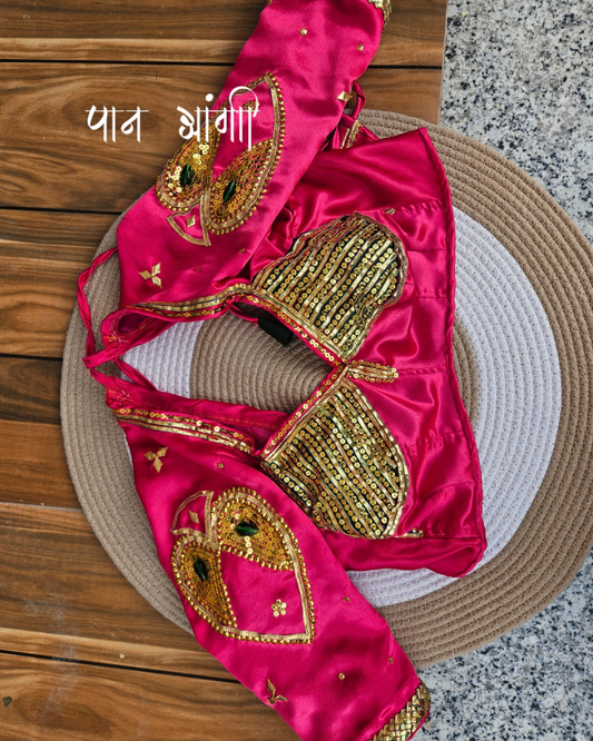 Pink Fuschia Aangi Blouse with Intricate Sequence and Gota Patti Work || Paan Pasand