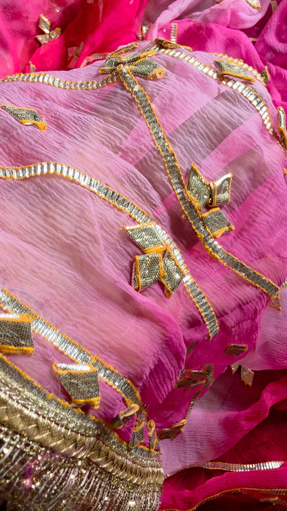 Pure Diamond Chiffon Saree with pink sequence blouse