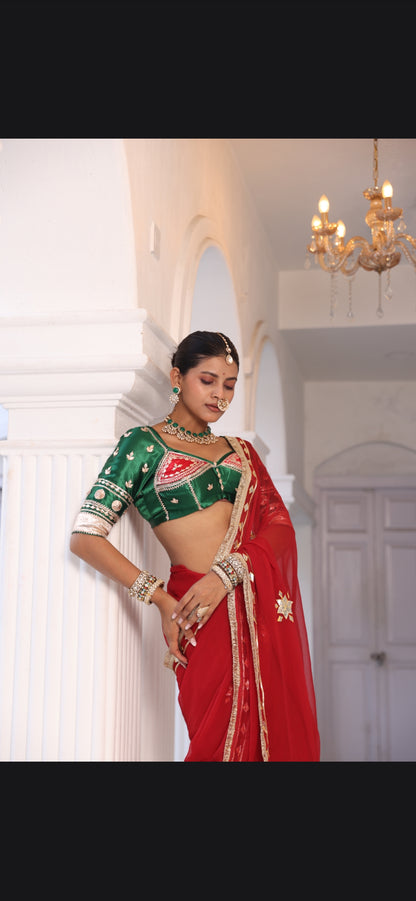 Pure Diamond Chiffon Saree  Heavy Gota Patti & Angi  || Suhag