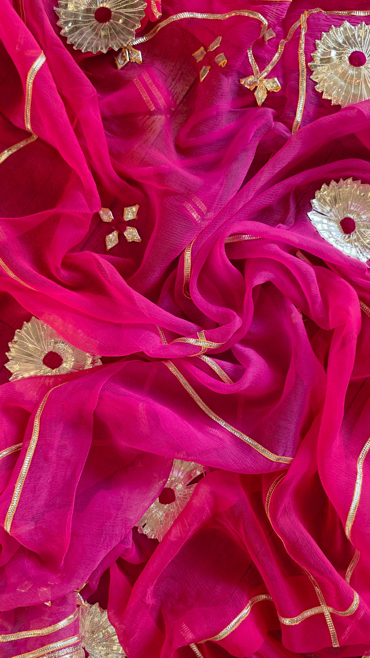 Pure Diamond chiffon saree with Gota Patti Handwork and Aangi  || Maharani