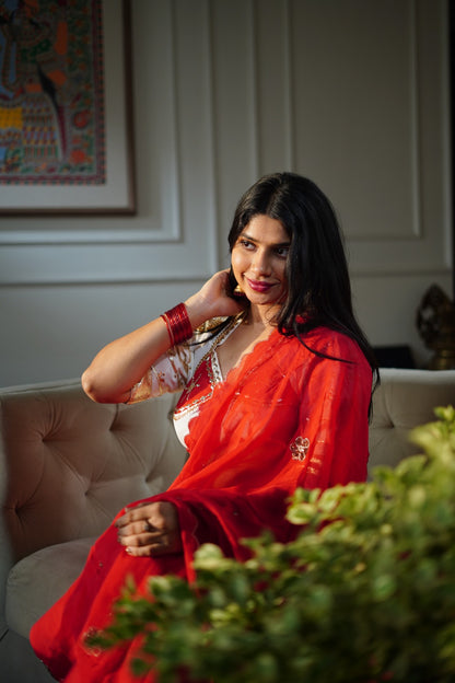 White Aangi Blouse with Sequence work || Chanda