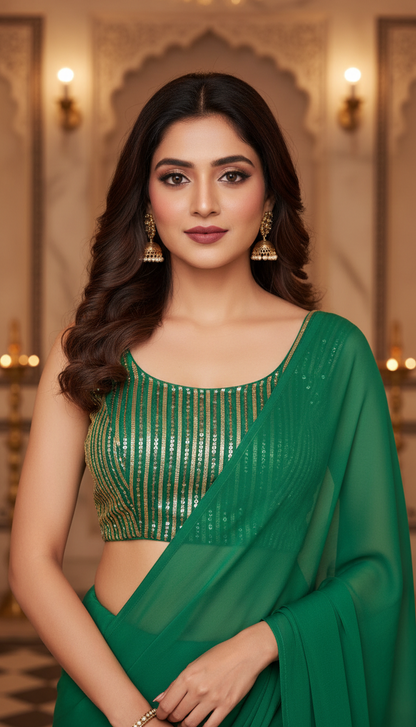 Sakhi - Sequence Work Green Blouse