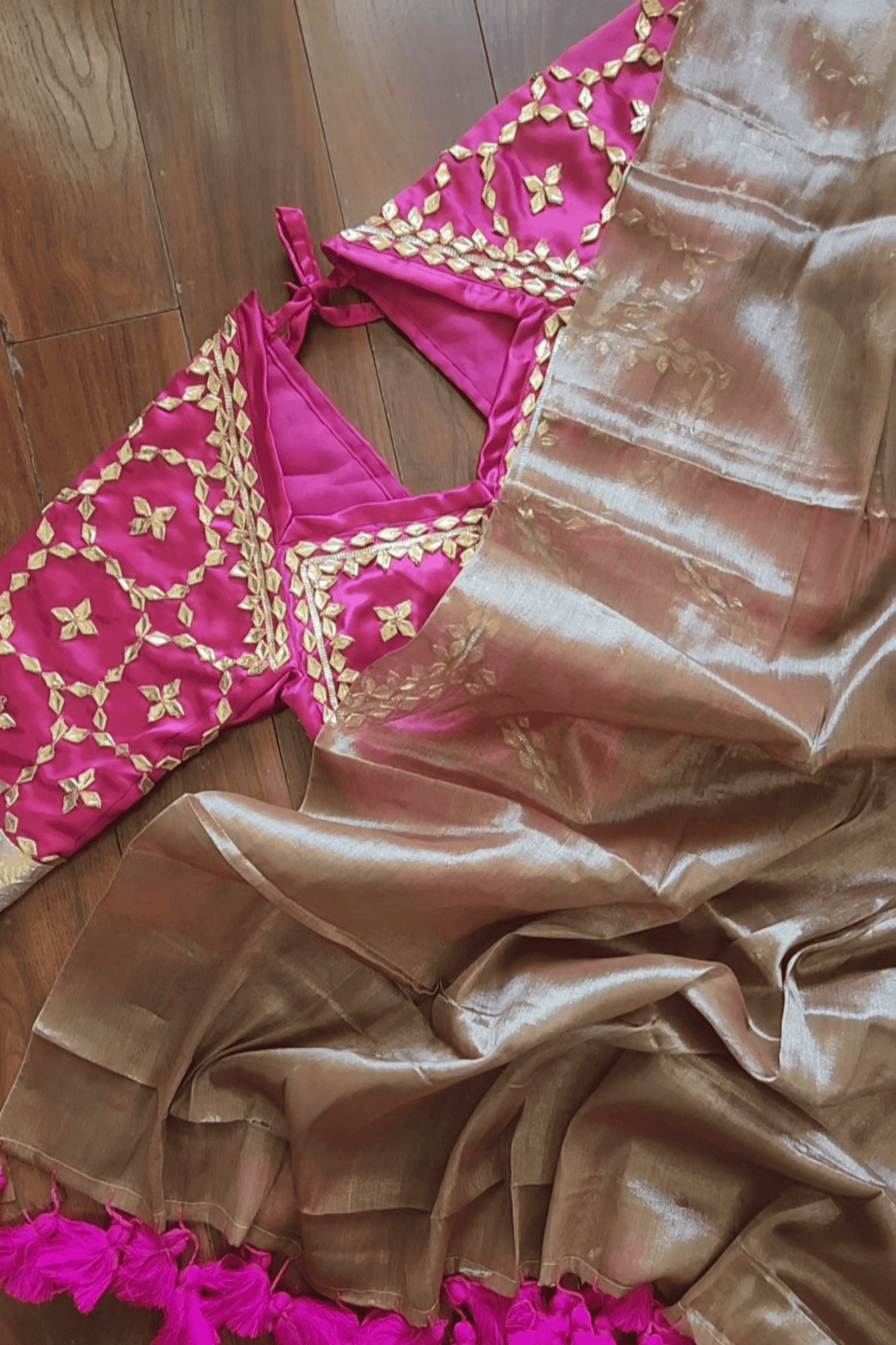 Raga Tissue saree with aangi blouse combo
rajasthani Angi blouse combo
Gota Patti work