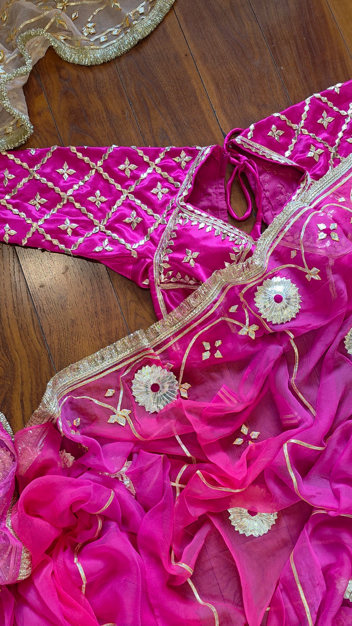 Pure Diamond chiffon saree with Gota Patti Handwork and Aangi  || Maharani
