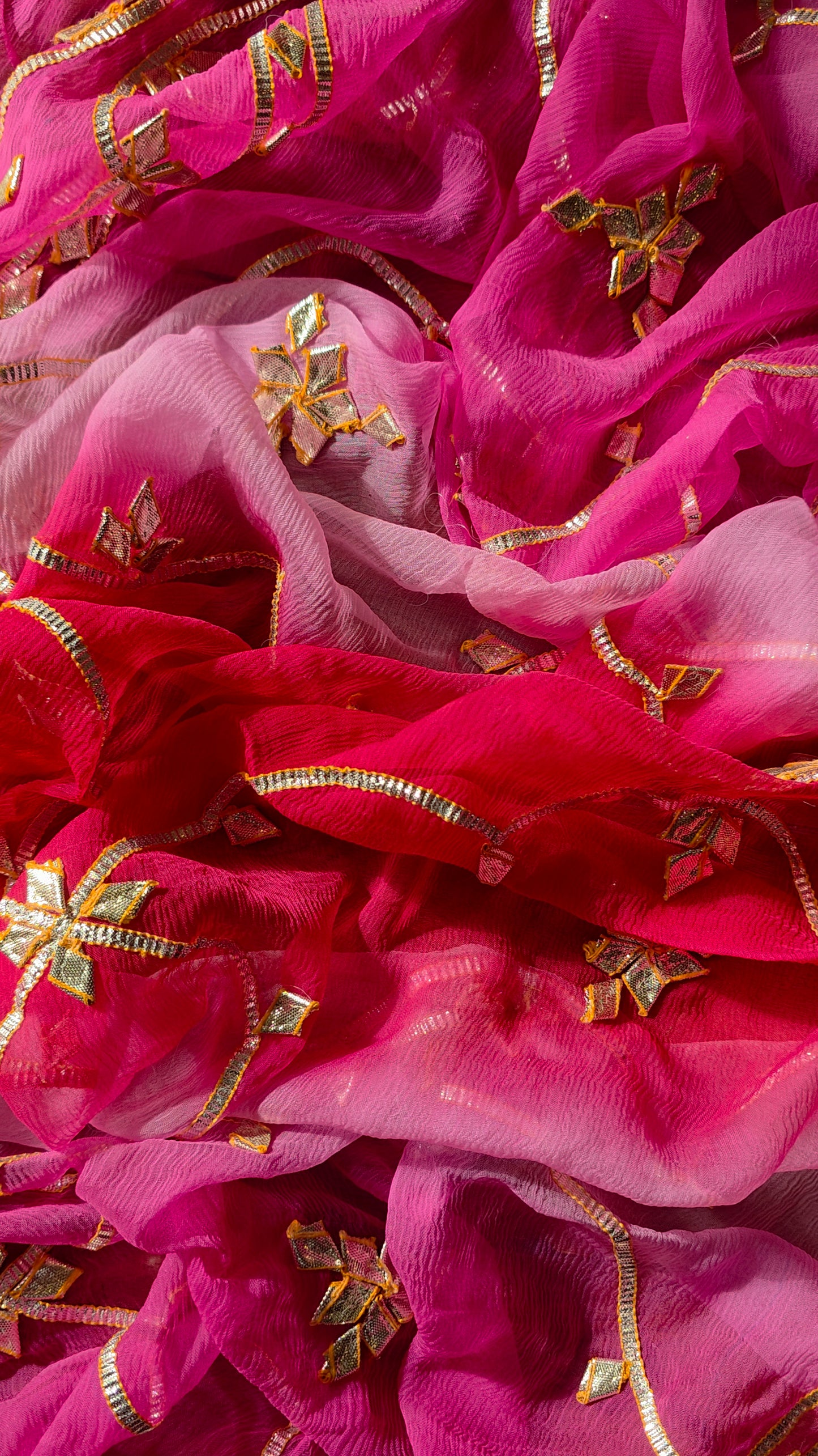 Pure Diamond Chiffon Saree with pink sequence blouse