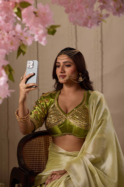 Green Aangi Blouse with Gota Work