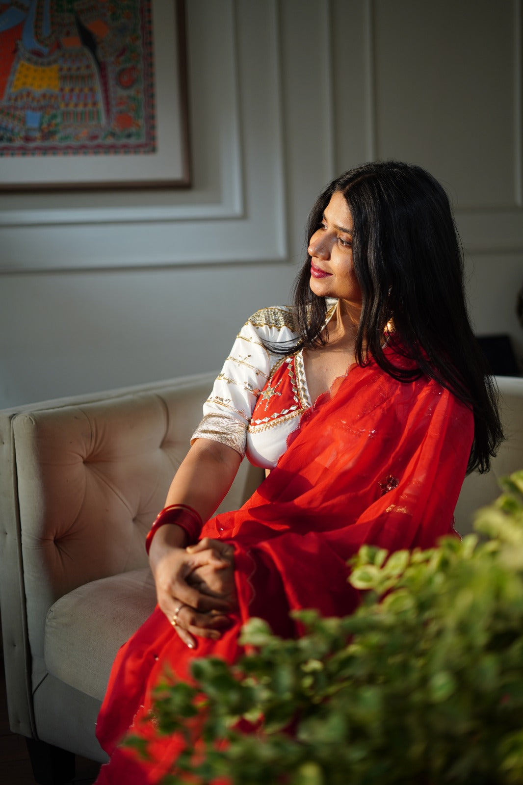 White Aangi Blouse with Sequence work || Chanda