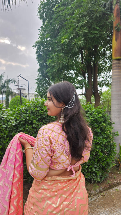 Pink Aangi blouse with intricate gota patti  HandWork  || Aashu