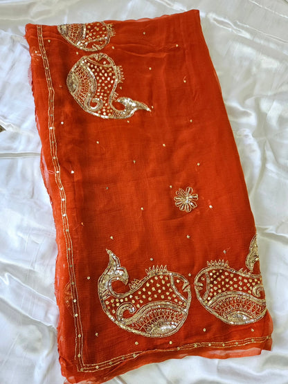 Pure Diamond Chiffon Saree with Aangi Blouse || Sindoorie