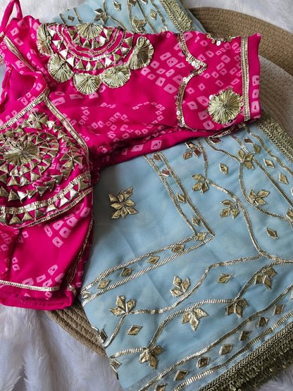 Pink Aangi Blouse with Intricate Sequence and Gota Patti Work || Julie