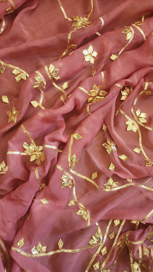 G U L A B O || Pure Chiffon Saree- Gota Patti