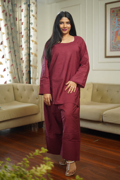 Maroon Oversized Farshi Shalwar - Kathaai