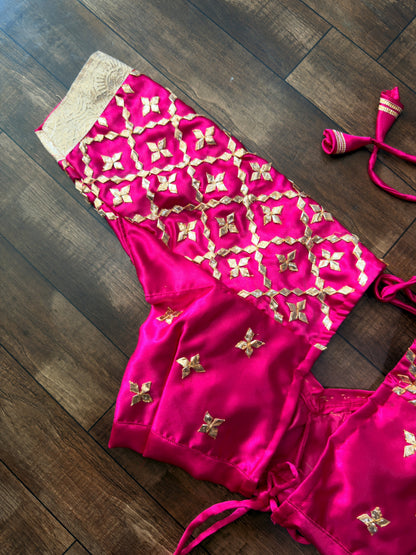Pink Aangi Blouse with intricate Sequence Lace and Got Work || gulabi gota