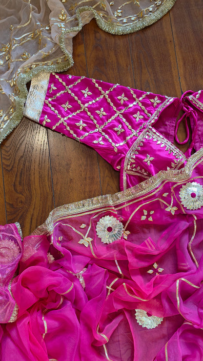 Pure Diamond chiffon saree with Gota Patti Handwork and Aangi  || Maharani
