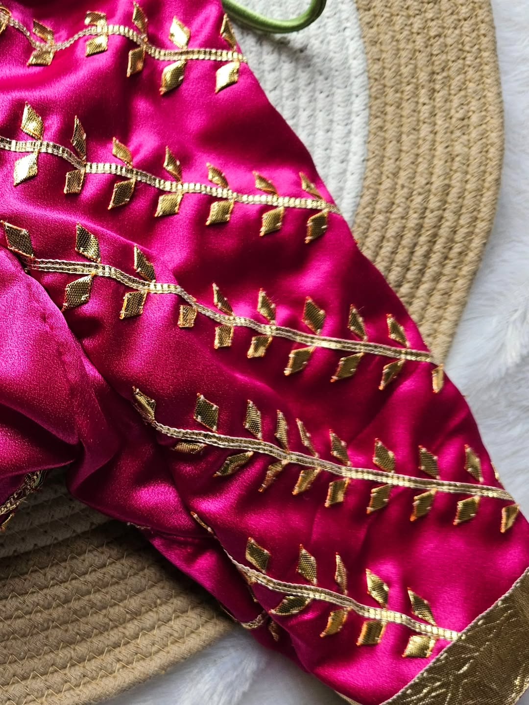 Pink Fuschia Aangi Blouse with Intricate Gota Patti Work || Shokhi