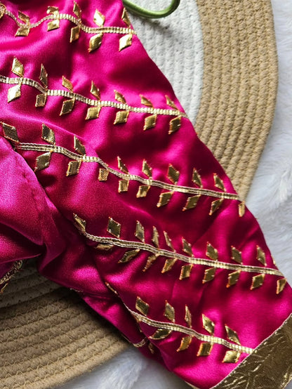 Pink Fuschia Aangi Blouse with Intricate Gota Patti Work || Shokhi